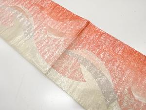 アンティーク　熨斗に流水・草花・のり散らし模様織り出し袋帯（材料）